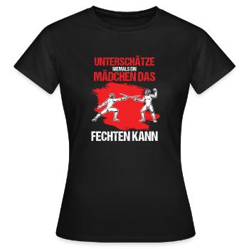 Mädchen Fechterin Fechtsport Fechten Geschenk - Frauen T-Shirt - Schwarz - Vorne - AI Model Female 172 dark (172cm)