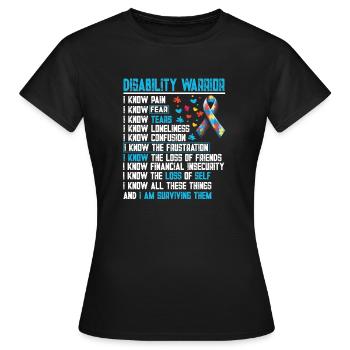 DISABILITY WARRIOR - Women's T-Shirt - black - Front - AI Model Female 172 dark (172cm)