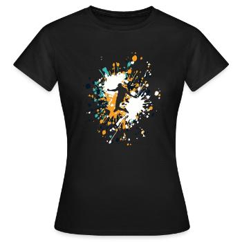 Soccer Striker Shoot Color Splash - Women's T-Shirt - black - Front - AI Model Female 172 dark (172cm)