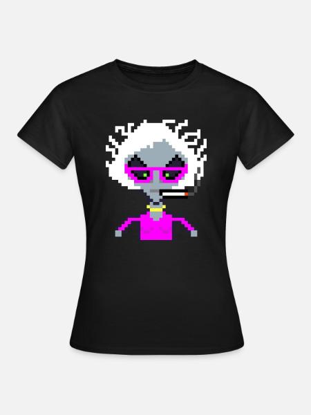Pixel Alien "White Smoke" - Frauen T-Shirt - Schwarz