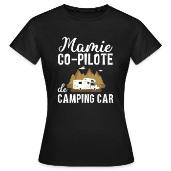 Mamie co-pilote de camping car cadeau mamie van - T-shirt Femme - noir - Devant - AI Model Female 172 dark (172cm)