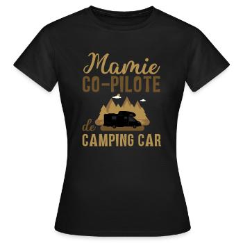 Mamie co-pilote de camping car cadeau mamie van - T-shirt Femme - noir - Devant - AI Model Female 172 dark (172cm)