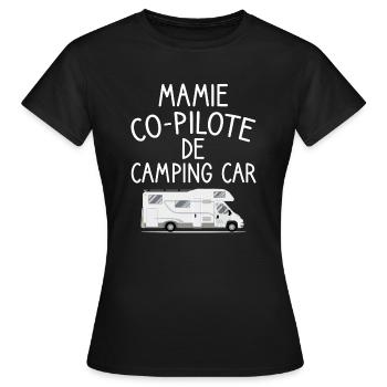 Mamie co-pilote de camping car cadeau mamie van - T-shirt Femme - noir - Devant - AI Model Female 172 dark (172cm)