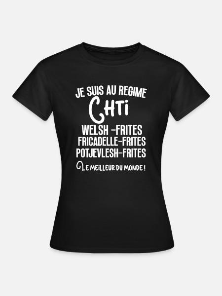 Régime chti welsh fricadelle frites cadeau humour - T-shirt Femme - noir