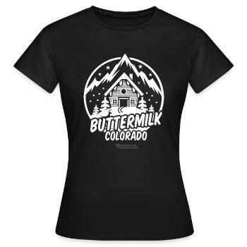 Buttermilk Colorado Skigebiet - Frauen T-Shirt - Schwarz - Vorne - AI Model Female 172 dark (172cm)