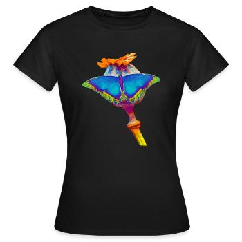 Butterfly on opium capsule - Women's T-Shirt - black - Front - AI Model Female 172 dark (172cm)