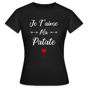 Je t'aime ma Patate - T-shirt Femme - noir - Devant - AI Model Female 172 dark (172cm)