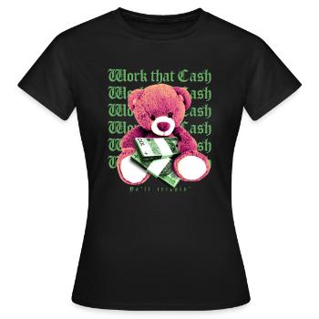 Travailler que Cash Bear - T-shirt Femme - noir - Devant - AI Model Female 172 dark (172cm)
