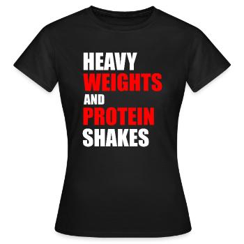 Schwere Gewichte und Proteinshakes - Frauen T-Shirt - Schwarz - Vorne - AI Model Female 172 dark (172cm)