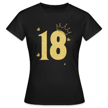 Goldene Krone zum 18-jährigen Jubiläum - Frauen T-Shirt - Schwarz - Vorne - AI Model Female 172 dark (172cm)