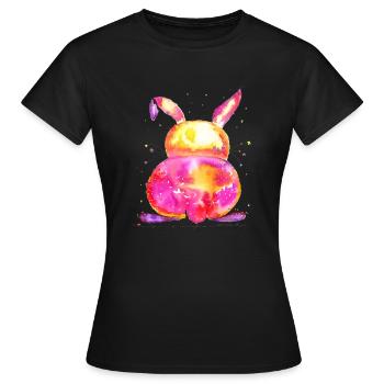 Gute Laune Hase - Frauen T-Shirt - Schwarz - Vorne - AI Model Female 172 dark (172cm)