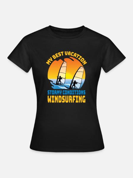 Mes meilleures vacances planche à voile orageuse - T-shirt Femme - noir