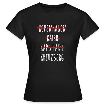 Kreuzberg Berlin Streichliste - Frauen T-Shirt - Schwarz - Vorne - AI Model Female 172 dark (172cm)