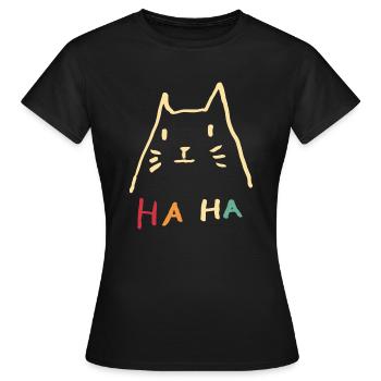 Cat Haha Ironie rétro - T-shirt Femme - noir - Devant - AI Model Female 172 dark (172cm)