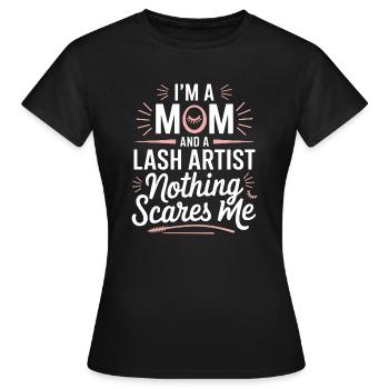 Entre famille et art des cils - T-shirt Femme - noir - Devant - AI Model Female 172 dark (172cm)