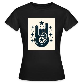 Rock On Hand Gesture with the Stars - Women's T-Shirt - black - Front - AI Model Female 172 dark (172cm)