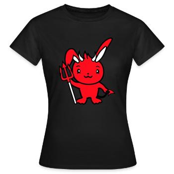 Hase Teufel Dämon Böse Satan Hölle Dreizack Kostüm - Frauen T-Shirt - Schwarz - Vorne - AI Model Female 172 dark (172cm)