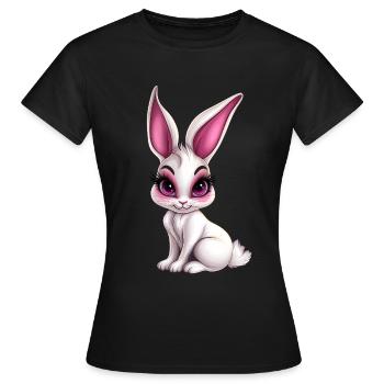 süßes weißes und rosa pink Kaninchen Hase :) - Frauen T-Shirt - Schwarz - Vorne - AI Model Female 172 dark (172cm)