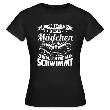 schwimmen ZUR SEITE - Frauen T-Shirt - Schwarz - Vorne - AI Model Female 172 dark (172cm)