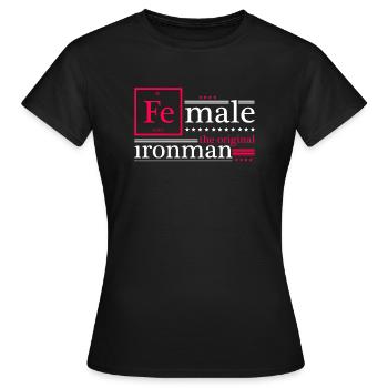 Female the original Iron - Mrs. Iron - Women's T-Shirt - black - Front - AI Model Female 172 dark (172cm)