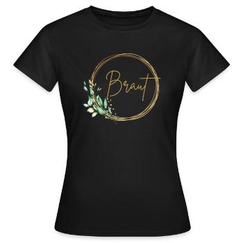 Modernes JGA Braut-Design Shirt mit Goldrand - Frauen T-Shirt - Schwarz - Vorne - AI Model Female 172 dark (172cm)