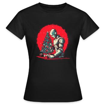 Weihnachtszeit-Cyborg - Frauen T-Shirt - Schwarz - Vorne - AI Model Female 172 dark (172cm)