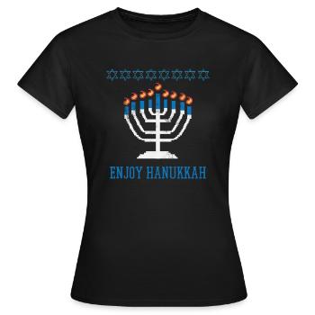 Ugly Hanukkah, Chanukkah, Lichterfest, Geschenk - Frauen T-Shirt - Schwarz - Vorne - AI Model Female 172 dark (172cm)