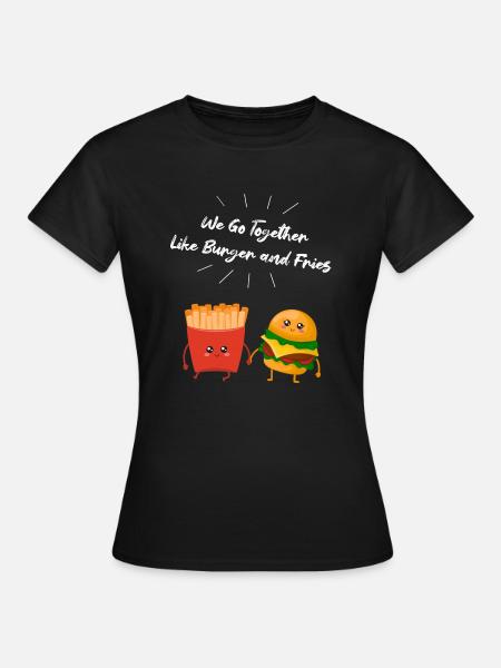 Burger & Fries Couple Gift for Fries Lovers - Women's T-Shirt - black