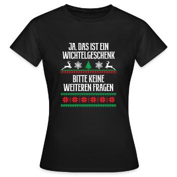Wichteln Schrottwichteln Julklapp Weihnachten - Frauen T-Shirt - Schwarz - Vorne - AI Model Female 172 dark (172cm)