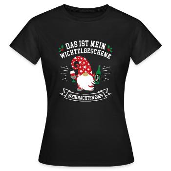 Weihnachten 2024 Wichteln Wichtelgeschenk Julklapp - Frauen T-Shirt - Schwarz - Vorne - AI Model Female 172 dark (172cm)