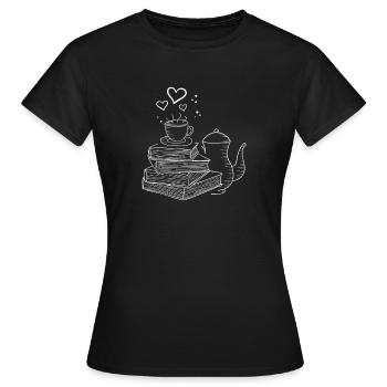 Lecture et thé Livre Bouquin bouquin Rat de lecture - T-shirt Femme - noir - Devant - AI Model Female 172 dark (172cm)