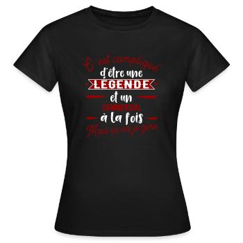 Commercial une légende cadeau - T-shirt Femme - noir - Devant - AI Model Female 172 dark (172cm)