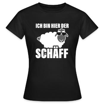 Ich bin hier der Chef Schaf Schäff Wortspiel - Frauen T-Shirt - Schwarz - Vorne - AI Model Female 172 dark (172cm)