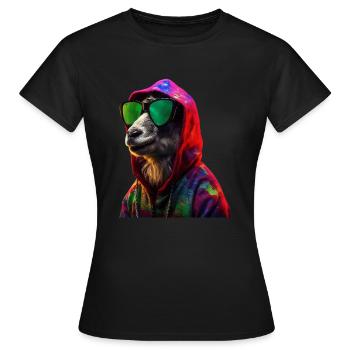 Goat with Sunglasses Colorful Cool Goats - Women's T-Shirt - black - Front - AI Model Female 172 dark (172cm)
