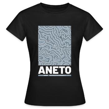 Aneto | Carte géographique Topographie Grunge - T-shirt Femme - noir - Devant - AI Model Female 172 dark (172cm)