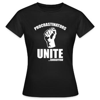 Les procrastinateurs s’unissent demain - T-shirt Femme - noir - Devant - AI Model Female 172 dark (172cm)