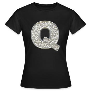 Q, letter, letter Q, initial, initial Q, monogram, - Women's T-Shirt - black - Front - AI Model Female 172 dark (172cm)