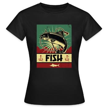 Fischen Propaganda - Frauen T-Shirt - Schwarz - Vorne - AI Model Female 172 dark (172cm)