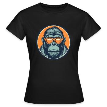 Gorilla mit Sonnenbrille, Affe, Primat - Frauen T-Shirt - Schwarz - Vorne - AI Model Female 172 dark (172cm)
