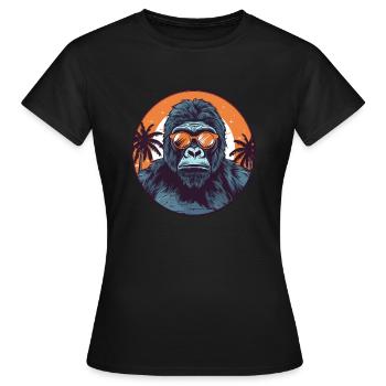 Gorilla mit Sonnenbrille, Affe, Primat - Frauen T-Shirt - Schwarz - Vorne - AI Model Female 172 dark (172cm)