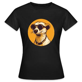 Meerkat with sunglasses, Suricate - Women's T-Shirt - black - Front - AI Model Female 172 dark (172cm)