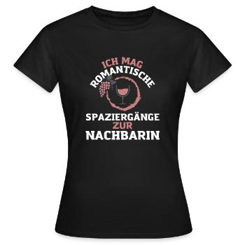 Wein Romantische Spaziergänge Weinliebe Vino - Frauen T-Shirt - Schwarz - Vorne - AI Model Female 172 dark (172cm)