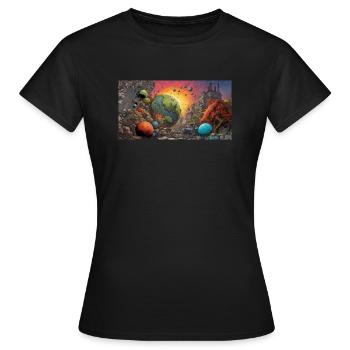 Apocalyptic science fiction - Women's T-Shirt - black - Front - AI Model Female 172 dark (172cm)