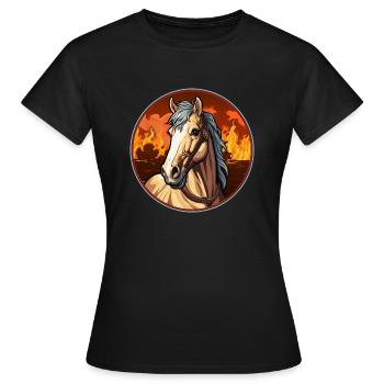 Pferd Feuerwehr - Frauen T-Shirt - Schwarz - Vorne - AI Model Female 172 dark (172cm)