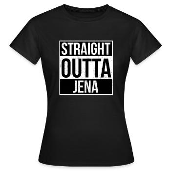 Straight Outta Jena - T-shirt Femme - noir - Devant - AI Model Female 172 dark (172cm)