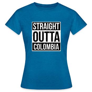 Straight Outta Colombia! - Frauen T-Shirt - Antikblaues Saphir meliert - Vorne - AI Model Female 172 dark (172cm)