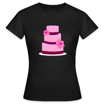Torte Hochzeit Hochzeitstorte Blumen Geschenkidee - Frauen T-Shirt - Schwarz - Vorne - AI Model Female 172 dark (172cm)