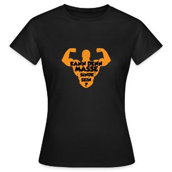 Kann denn Masse Sünde sein? - Frauen T-Shirt - Schwarz - Vorne - AI Model Female 172 dark (172cm)