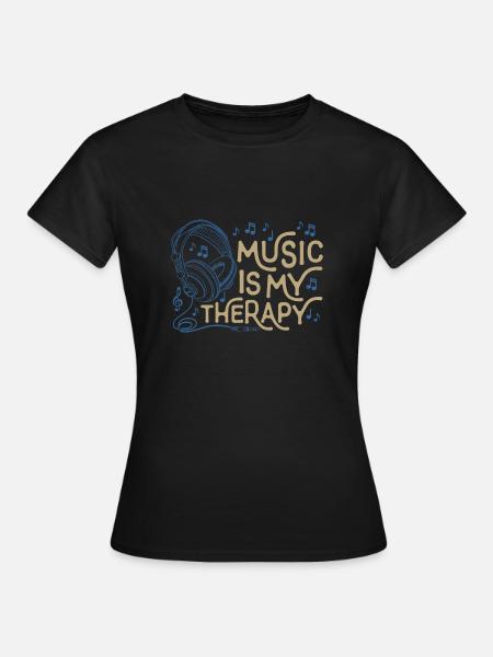 Die Musik ist meine Therapy Leben - Frauen T-Shirt - Schwarz