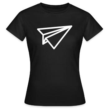 Paper plane big on tshirt - Women's T-Shirt - black - Front - AI Model Female 172 dark (172cm)